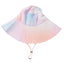 A stylish summer hat with a wide brim, featuring a vibrant solid pastel color. The hat is designed for optimal sun protection, making it perfect for beach outings or sunny days.