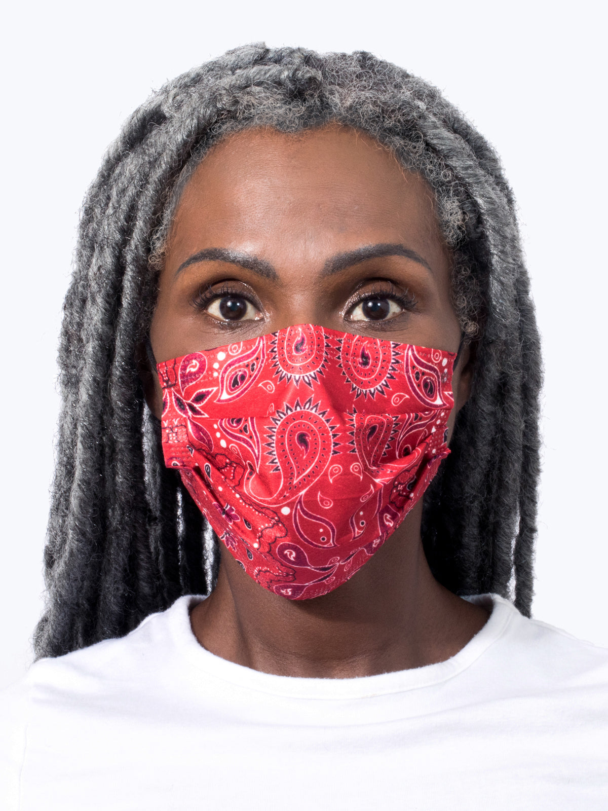 Bandana Print Red 10-Count Disposable 3-Ply Face Masks - Punch Studio
