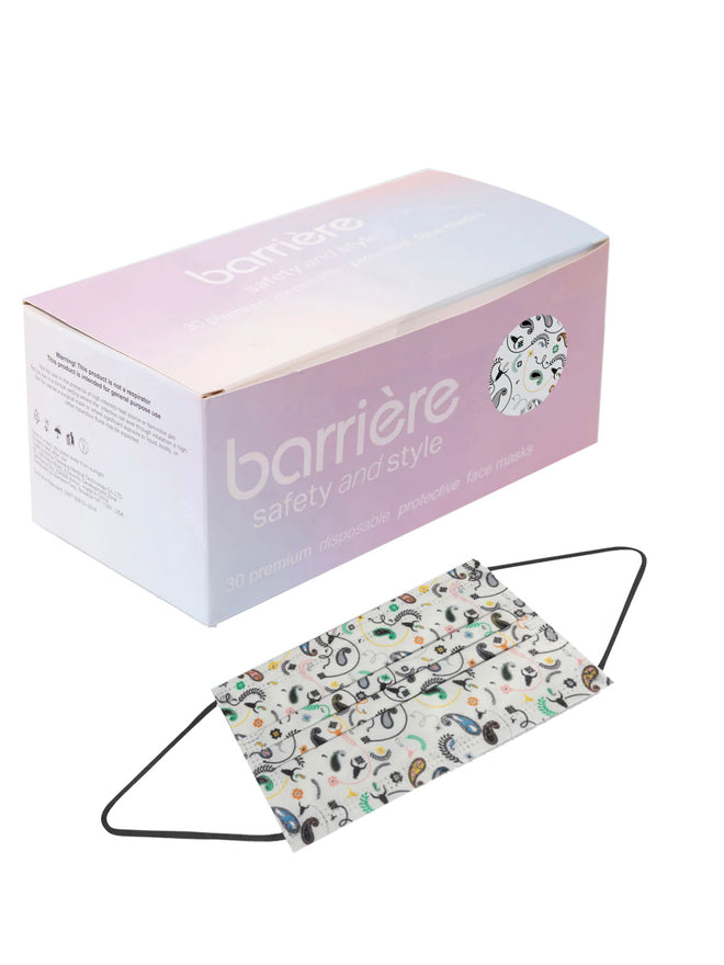 barrière 30 piece box of unisex disposable sustainable medical masks in multicolor Southwest paisley print