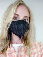 barriere adult unisex KN95 mask 5 pack in black basketweave. Sustainable and recycled