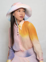 barriere UPF50+ recycled sunhat in pastel ombre on model from the front